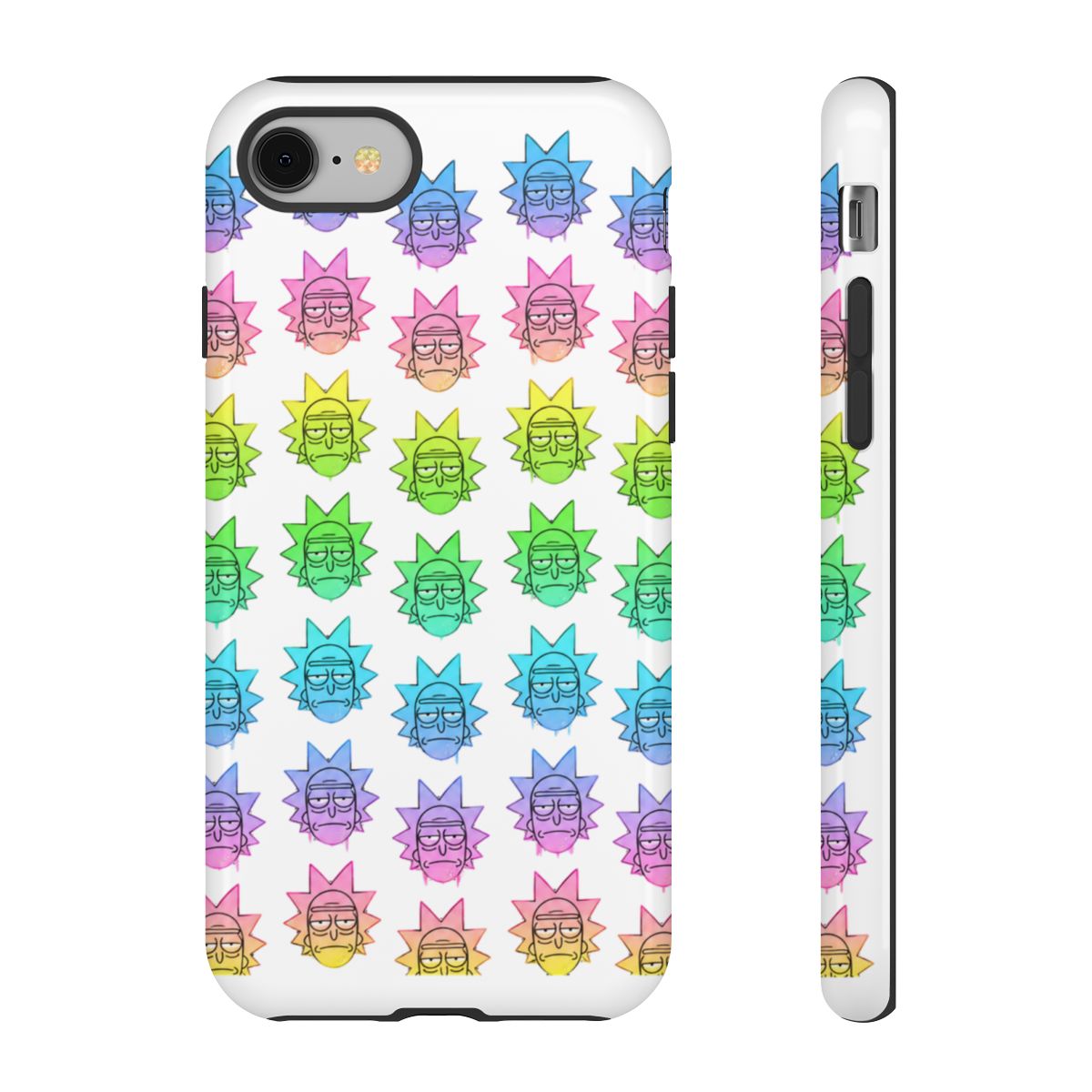 Rick And Morty Cartoon Rainbow Rick Head Pattern Speck Phone Case - alternate angle 1, merchandise