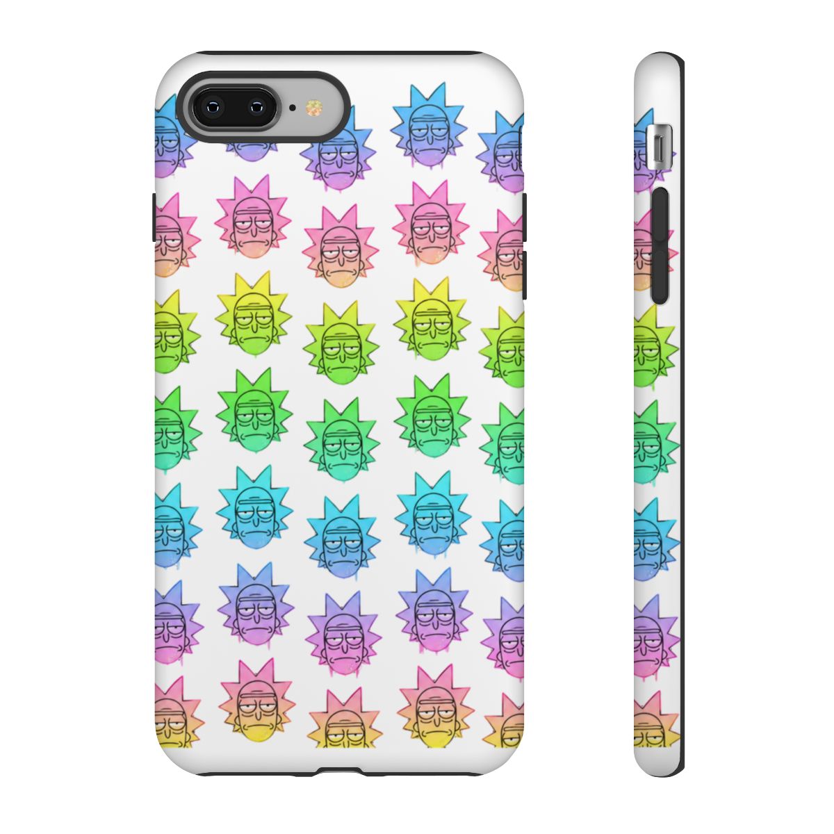 Rick And Morty Cartoon Rainbow Rick Head Pattern Speck Phone Case - alternate angle 5, merchandise