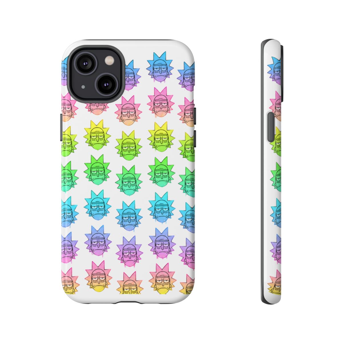 Rick And Morty Cartoon Rainbow Rick Head Pattern Speck Phone Case - alternate angle 3, merchandise