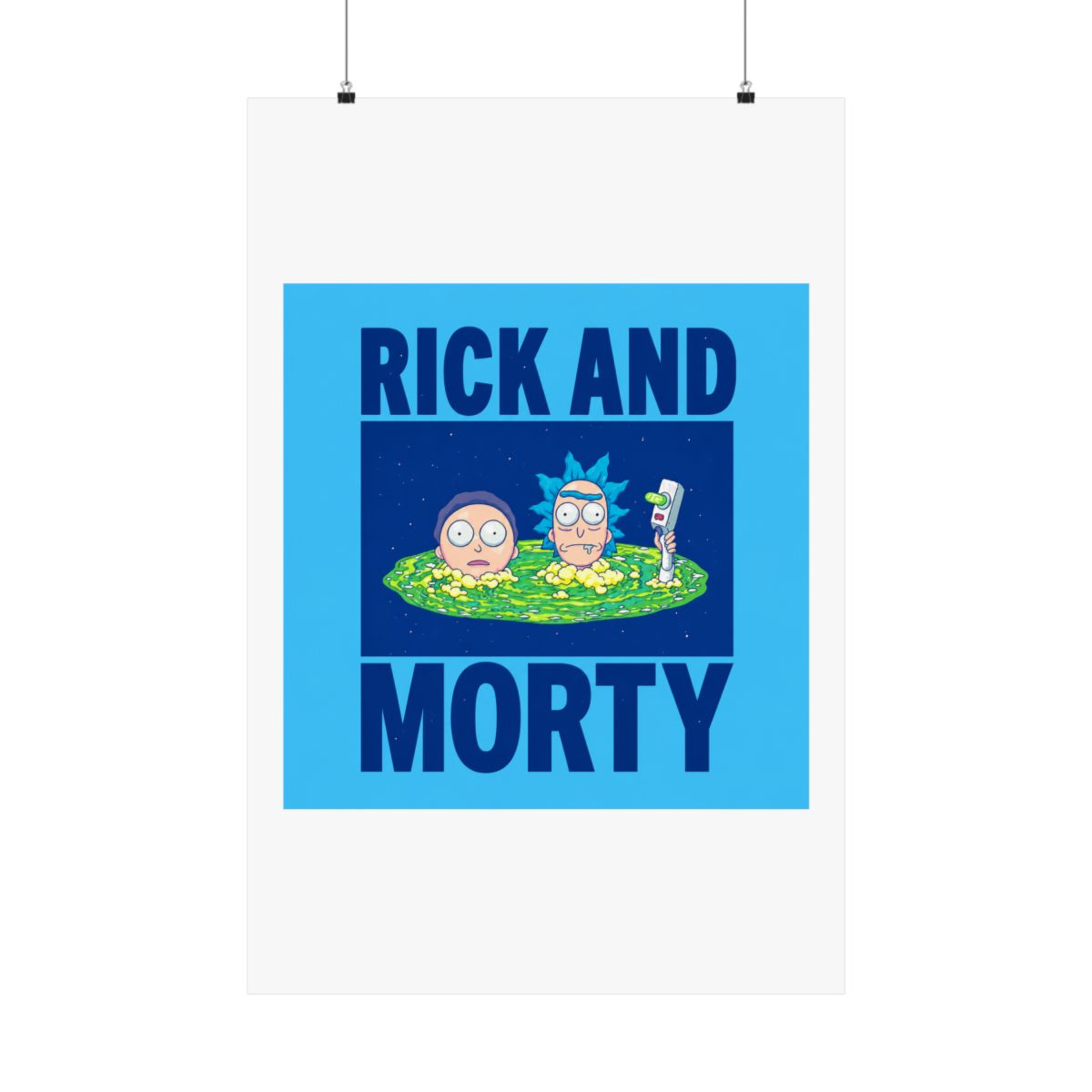 Rick and Morty Peeking Through Portal Poster